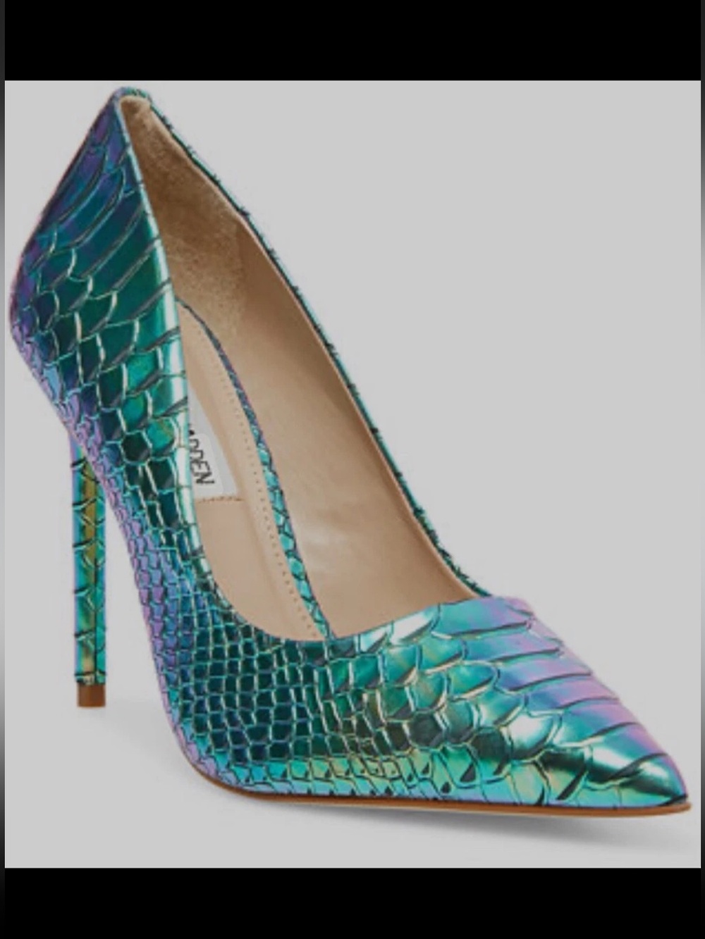 Steve Madden Vala Iridescent Mermaid-Scale Pointed Pumps - Teal/Purple Heels